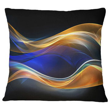 3D Gold Blue Wave Design Abstract Throw Pillow, 18"x18"