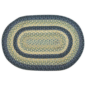 Breezy Blue, Taupe and Ivory Braided Rug, 3'x5' Oval