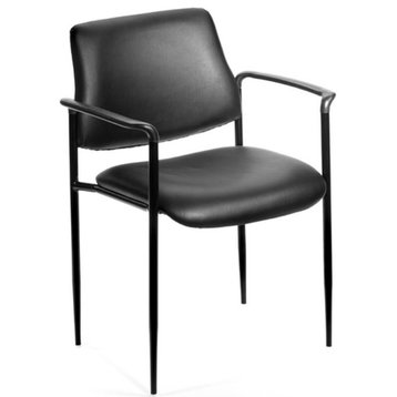 Boss Office Square Back Diamond Faux Leather Stackable Guest Chair in Black