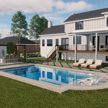Modern Pool & Outdoor Kitchen Design – 3D Visualization
