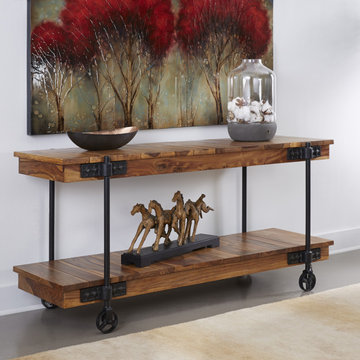Stewart Solid Wood Console Table with Metal Casters