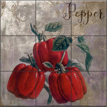Tile Mural Kitchen Backsplash - Medley Pepper - by Color Bakery