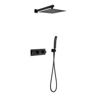 Wall Mounted Rain Shower System With Hand Shower Contemporary