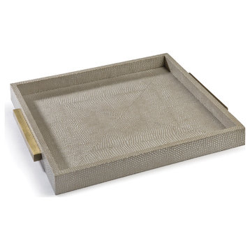 Square Shagreen Boutique Tray, Ivory Grey Python