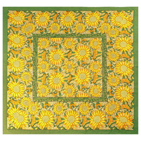 Sunflower Tablecloth - Yellow/Green - 71" x 71"