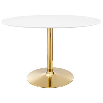 48" Dining Table, Oval, White Gold, Metal, Modern Cafe Bistro Hospitality