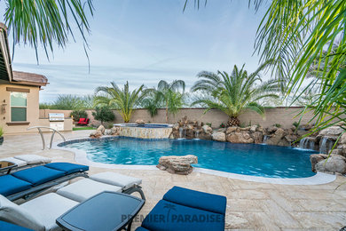 Mid-sized transitional pool photo in Phoenix