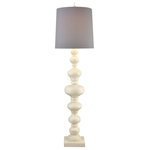 Elk Home - Meymac Floor Lamp, White With A Gray Faux Silk Shade - Transitional in style, the Meymac floor lamp combines the traditional shape of a pillar base with an up-to-date white finish. This large-scale lamp is made from composite and comes topped with a round hardback shade in chic grey fabric.