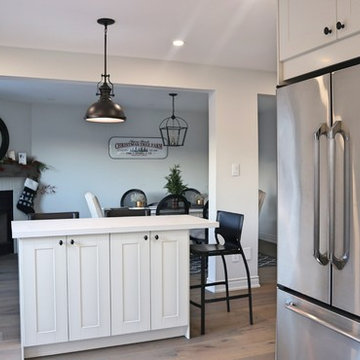 U- shaped 8'x10'x7' IKEA kitchen with 4' Insland. Grimslov off-white IKEA finish