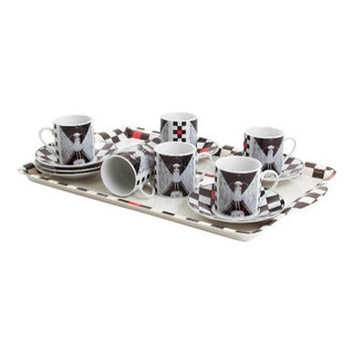 Anime Asian Girl Porcelian Espresso Cup 12 PC Set With Tray NEW - Eclectic  - Cappuccino And Espresso Cups - by BIGkitchen | Houzz