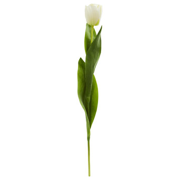 22" Tulip Artificial Flower, Set of 8, White