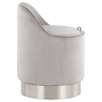 Lumisource Marla Contemporary Vanity Stool In Chrome And Silver B18-MARLA VSV