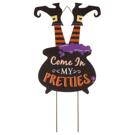 32"H Halloween Wooden Witch Yard Stake or Standing Decor or Hanging Decor