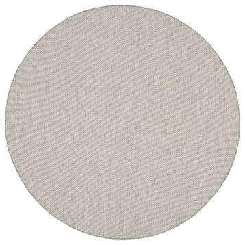 Nourison Courtyard 8' x Round Ivory Silver Fabric Modern Area Rug (8' Round)