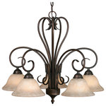 Golden Lighting - Homestead 5-Light Nook Chandelier, Rubbed Bronze With Tea Stone Glass - Golden Lighting's Homestead 5 Light Nook Chandelier in Rubbed Bronze offers cozy and inviting transitional style