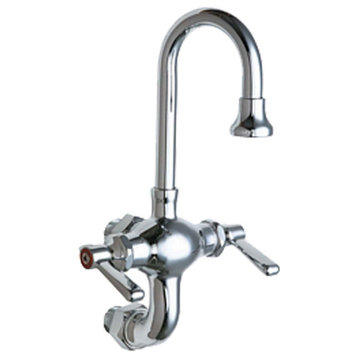 Chicago Faucets 225-ABCP Wall-Mounted Manual Sink Faucet w/ 3" Vertical Centers