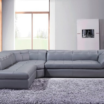 397 Modern Grey Italian Leather Sectional Sofa - $4729.05