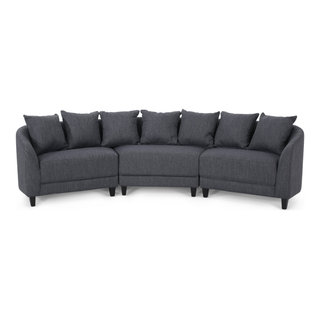 Mccardell Contemporary Fabric 3 Seater Curved Sectional Sofa Modern Stylish Furniture Charcoal Gdfstudio