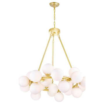 CWI Lighting Arya 25 Light Contemporary Metal Chandelier in Satin Gold