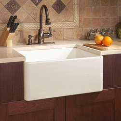 26" BALDWIN FIRECLAY FARMHOUSE SINK - SMOOTH APRON - BISCUIT - Utility Sinks