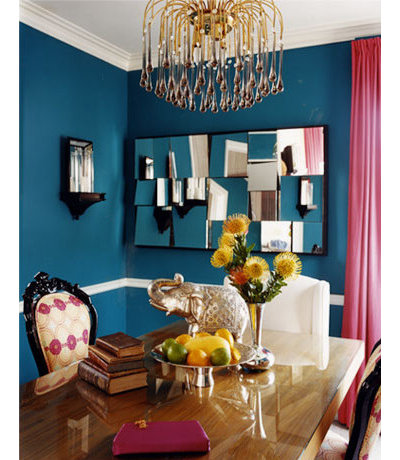 Contemporary  Peacock blue dining room