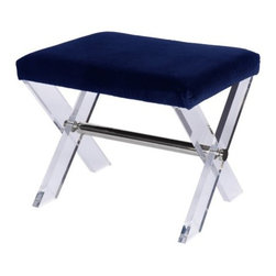 Worlds Away Dixon Navy Nickel Base Stool - Bar Stools And Counter Stools