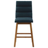 CorLiving Boston Channel Tufted Fabric Barstool, Navy Blue, Set of 2