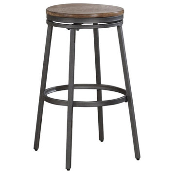 Bowery Hill 25" Contemporary Metal/Wood Backless Counter Stool in Slate Gray