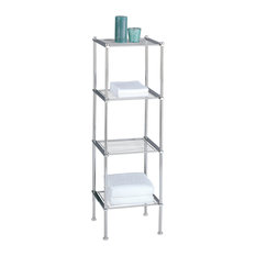 Contemporary Bathroom Cabinets And Shelves Houzz Oia Metro 4 Tier Shelf Chrome Bathroom Cabinets And Shelves