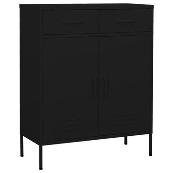 vidaXL Storage Cabinet File Cabinet Freestanding Drawer Cabinet Black Steel