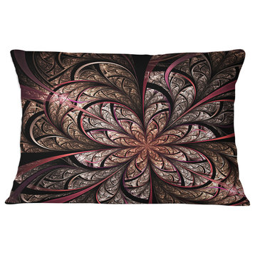 Glowing Large Fractal Flower Design Floral Throw Pillow, 12"x20"