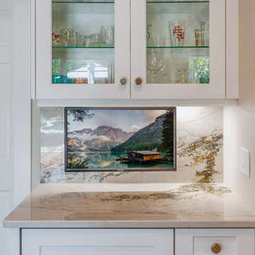 Compact Marble Wine Station Framed by Glass and Polished Detail