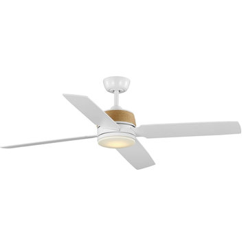 Schaffer II 56" 5-Blade Satin White Ceiling Fan With Integrated LED Light, Satin White