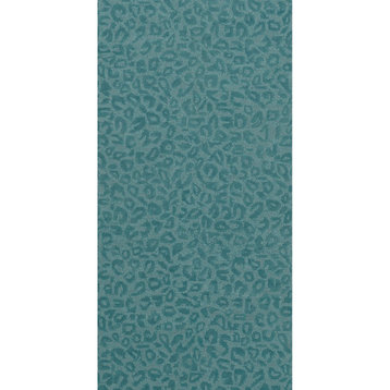 Leopardess Hand-Tufted Responsible Wool Area Rug, Dusty Turquoise, 2'6" X 5'