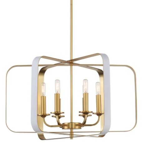 Minka Lavery 1216 Aureum 6 Light 26"W Drum Chandelier - Matte White / Honey