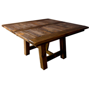 Hawthorne Reclaimed Barnwood Square Table, Provincial, 54x54, 2  Leaves