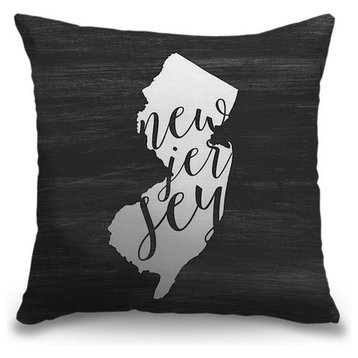 "Home State Typography - New Jersey" Outdoor Pillow 16"x16"