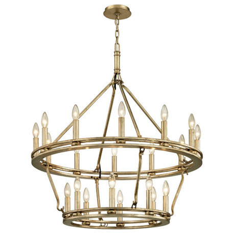 Sutton Chandelier, Champagne Silver Leaf Finish, 32"