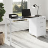 Modern Desk, Spacious Worktop With 3 Lockable Storage Drawers, White/White