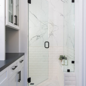 White tile Walk-in Shower