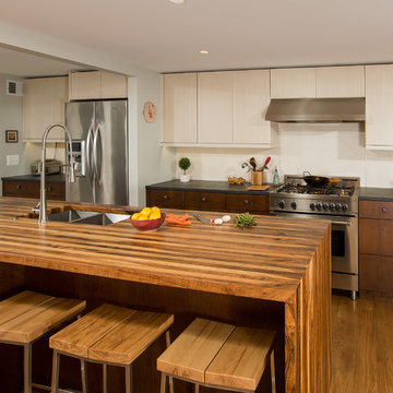 Walnut Waterfall Island: City Row House Kitchen