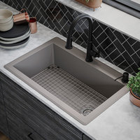 Karran Drop-In Quartz 33" 1-Hole Single Bowl Kitchen Sink Kit, Concrete