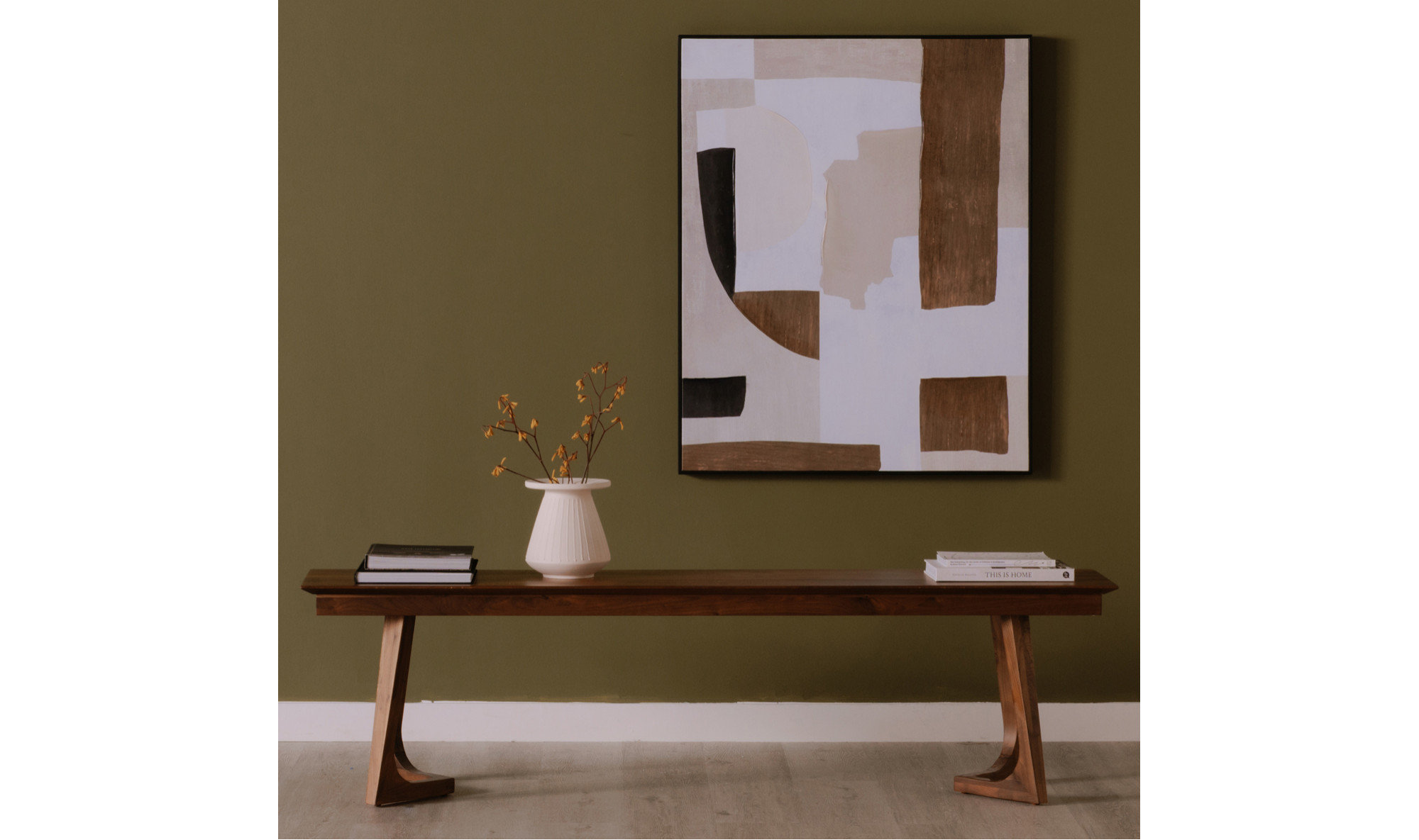 67 Inch Bench Walnut Brown Mid-Century Modern - Midcentury ...