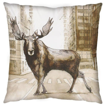 Northstreet II Brown Bison City Crossing Decorative Pillow Cover, Pattern Ii