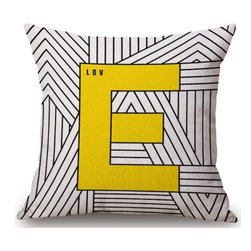 K&D - K&D Linen Pillow, Set of 2, Big E - Decorative Pillows