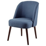 Olliix - Madison Park Dining Chair Modern Bexley Rounded Back Padded Side Chair, Charcoal, Blue - The soft curves of the wraparound back of this dining chair highlight the thin tapered legs, inviting you to linger at the dining table for as long as you desire. Featured in a textured blue fabric. Leg assembly required.