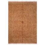 Bareens Designer Rugs - kasbeen Pak Persian Sherlyn Taupe/Green Wool Rug - 6'1'' x 9'8'' - Designed with mesmerizing intricacy and gorgeous color palette, this hand-knotted masterpiece demonstrates the beauty and electrifying thrill of Pak Persian art. These meticulously hand-knotted Pak-Persian rug is made with pure wool and features breathtaking traditional, transitional, and tribal designs in bold luxurious color pallets. Known for their intricate designs these rugs are a reproduction of Persian rugs, made in Pakistan with unique Mughal designs. Made by master weavers using the same Persian texture, design and dying technique, we wanted to produce the most significant manifestation of Persian art, life, and culture. This rug is most famous for its exceptional quality, incredible designs, patterns, and vibrant rich color. Pak-Persian rugs made with Persian weave with high knot counts, which enables the high intricacy and detail found in the patterns are also referred to as "State of art", each color adds a rich beautiful detail in the artwork of this rug. The design, color, and beautiful chromatic composition with a vibrant sheen with intricate designs, exude beauty, elegance, and quality make this rug a masterpiece of its own.