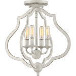 Quoizel - Quoizel O`Keefe Four Light Semi-Flush Mount OKF1715AWH - Four Light Semi-Flush Mount from O`Keefe collection in Antique White finish. Number of Bulbs 4. Max Wattage 60.00 . No bulbs included. Light up your space with the O`Keefe collection. This farmhouse style ?xture features an open geometric silhouette with curved sides for a romantic and airy design. This collection comes in two ?nishes and two interchangeable candle sleeves are included with each fixture. The Antique White ?nish comes with Weathered Brass candle sleeves and the Matte Black ?nish comes with the option of Antique Nickel. No UL Availability at this time.