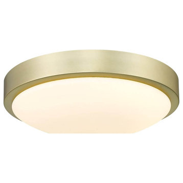 1 Light 10" LED Flush Mount, Brushed Champagne Bronze With Opal Glass