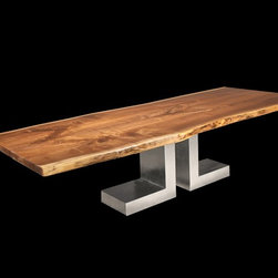 Massive Double L Silver Base and Black Walnut - Dining Tables